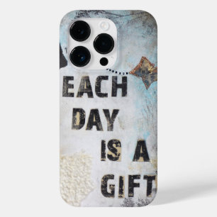 Coque Pour iPhone 14 Pro Chaque Jour Est Un Cadeau Mélange Citation Média