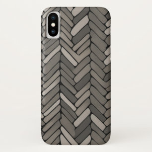 Case-Mate iPhone Case Charbon et Gris Herringbone Elegant Géométrique