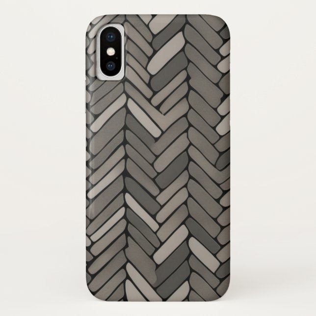 Coques Case-Mate iPhone Charbon et Gris Herringbone Elegant Géométrique (Dos)