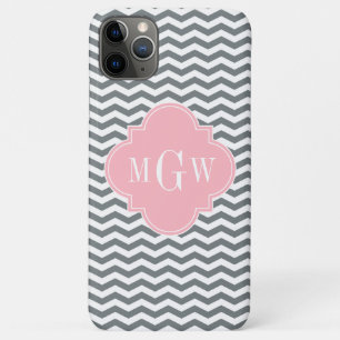 Case-Mate iPhone Case Charcoal Thin Chevron Pink Quatrefoil 3 monogram
