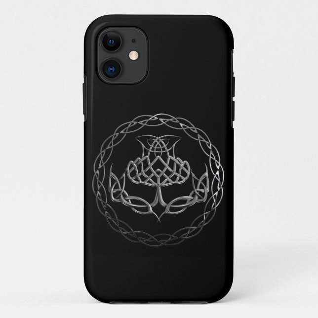 Coques Case-Mate iPhone Chardon celtique de noeud de chrome (Dos)