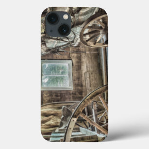 iPhone 13 Case Chariot couvert, roue de chariot en bois