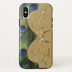 Case-Mate iPhone Case Charme Peacock Plumes Golden Custom Monogramme