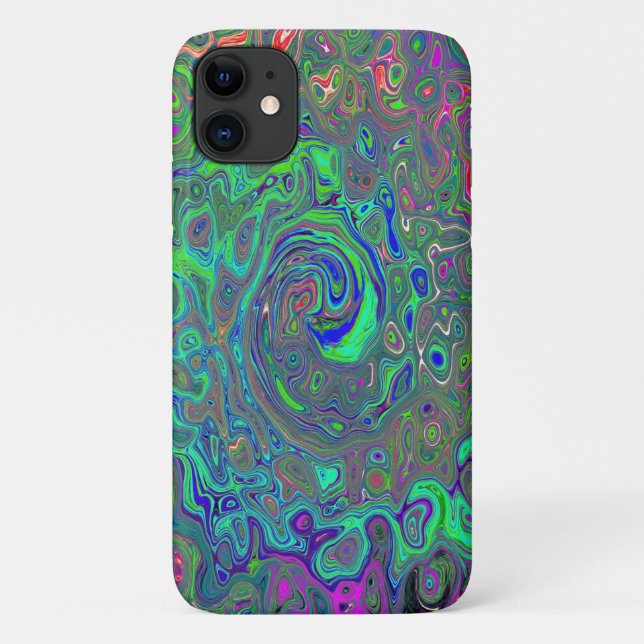 Coques Case-Mate iPhone Chartreuse et bleu rétro liquide tourbillonnant ps (Dos)