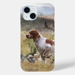 Coque Pour iPhone 15 Chasse à la caille avec un Espagnol breton, Art