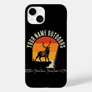 Coque Pour iPhone 14 Chasse AJOUTER LE NOM À L'Extérieur Deer Elk Wilde