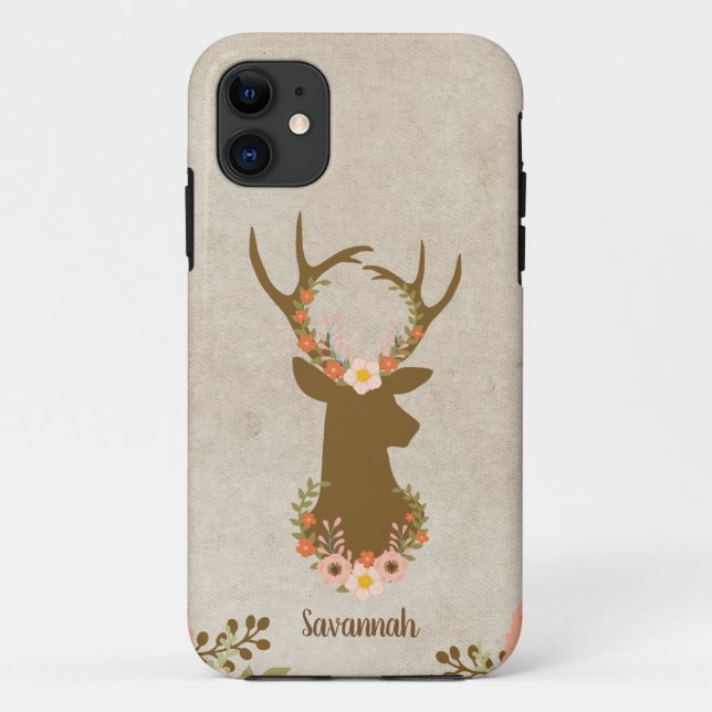Coques Case-Mate iPhone Chasseur féminin floral de cerf Buck (Dos)