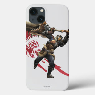 Etui iPhone 13 Chasseur masculin avec la grande armure 2 d'épée