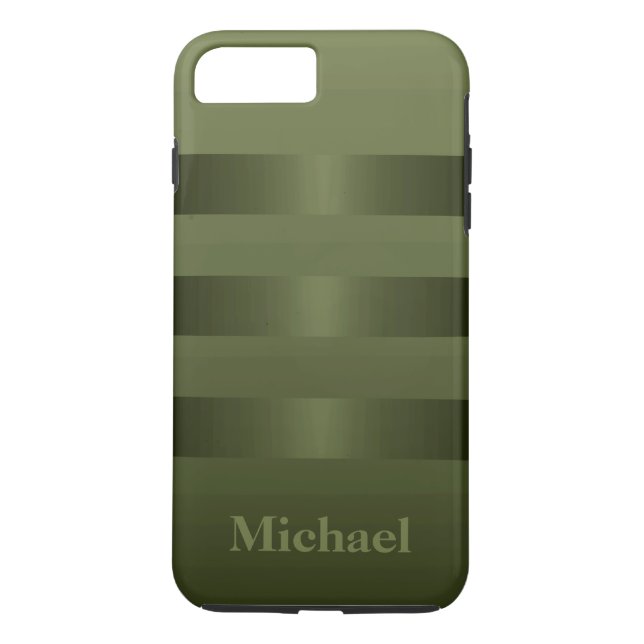 Coques Case-Mate iPhone Chasseur Vert Manly Stripes Monogramme (Dos)