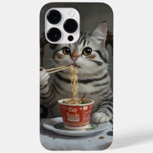 Coque Pour Pour iPhone 14 Pro Max Chat À Rayures Profitant Des Nouilles De Coupe