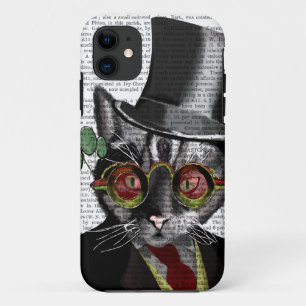 Coque Case-Mate Pour iPhone Chat à vapeur - chapeau de dessus et verres jaune