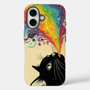 Coque Pour iPhone 16 Chat arc-en-ciel