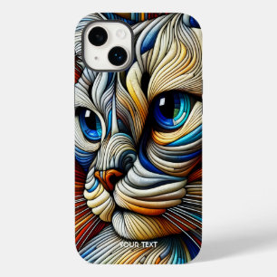 Coque Pour iPhone 14 Plus Chat Art Déco Imaginaire