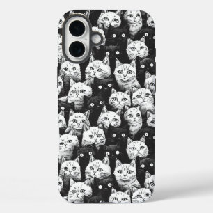 Coques iPhone 16 Plus Chat artistique monochrome