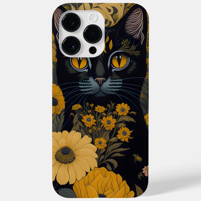 Coques Case-Mate iPhone Chat avec de grands yeux devant les fleurs (Verso)