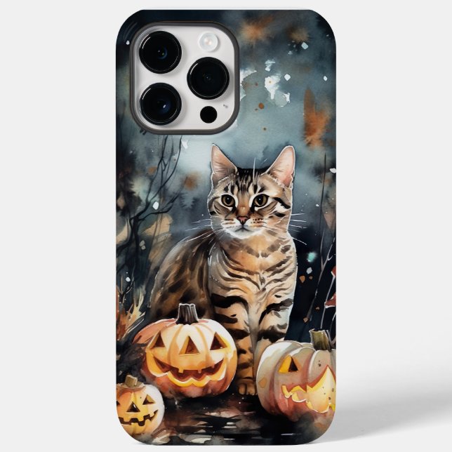 Coques Case-Mate iPhone Chat Bengale D'Halloween Avec Peur Citrouille (Verso)