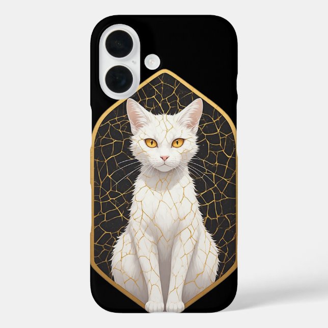 Coques Case-Mate iPhone Chat Blanc Avec Motif Kintsugi 🐾 (Verso)
