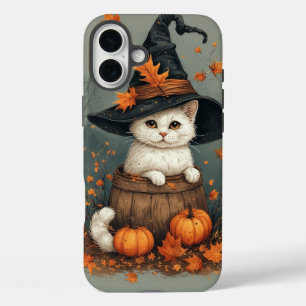 Coques iPhone 16 Plus Chat blanc d'Halloween