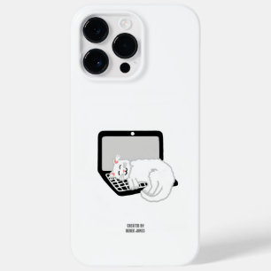 Coque Pour Pour iPhone 14 Pro Max Chat blanc dormant sur l'ordinateur portable iPhon