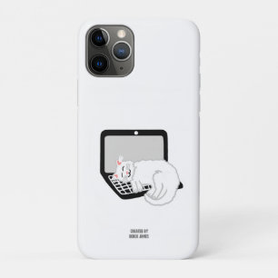 Case-Mate iPhone Case Chat blanc dormant sur ordinateur portable Apple i