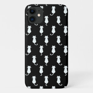 Case-Mate iPhone Case Chat blanc isolé sur le Motif noir Polka Dot
