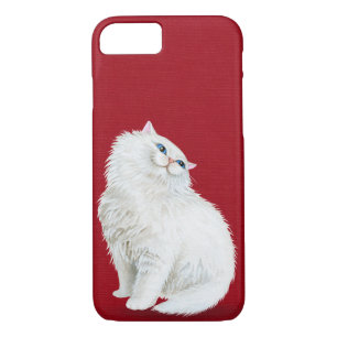 Case-Mate iPhone Case Chat blanc perse sur rouge