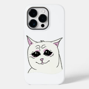 COQUE POUR iPhone 14 PRO CHAT BLANC SIGMA SAD FACE ANIMAL