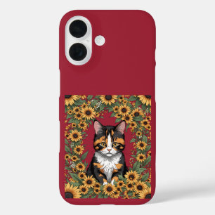 Coque Pour iPhone 16 Chat calicot du Maryland et fleurs de Susan aux ye