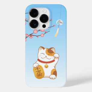 Coque Pour iPhone 14 Pro Chat chanceux japonais, Calico Maneki Neko