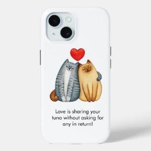 Coque Pour iPhone 15 Chat Couple Amateurs Cute Funny Heureuse Sainte-Va