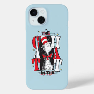 Coque Pour iPhone 15 Chat dans le Casquette   Texte B&W