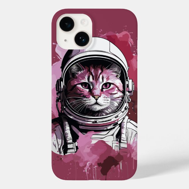 Coques Case-Mate iPhone Chat d'astronaute de couleur rouge (Verso)