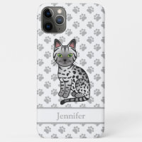 Chat de dessin animé mignon Mau égyptien argenté &