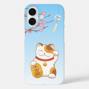 Coque Pour iPhone 16 Chat de la Chance Japonais, Maneki Neko Calico