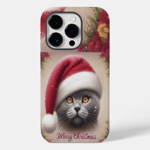 Coque Pour iPhone 14 Pro Chat de Noël Bombay, Joyeux Noël Bombay Kitten