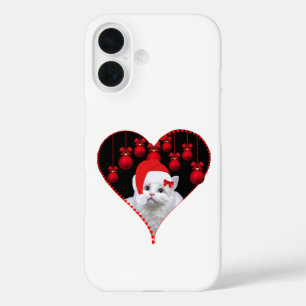 Coque Pour iPhone 16 Chat de Noël - Conception Féline Adorable et Festi