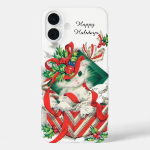 Coques iPhone 16 Plus Chat de Noël rétro vintage