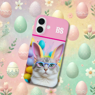 Coque Pour iPhone 16 Chat de Pâques Whimsical avec oreilles lapin