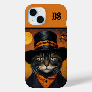 Coque Pour iPhone 15 Chat éffrayant d'Halloween caché