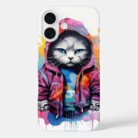 Chat en Graffiti Sweat - shirt à capuche coloré