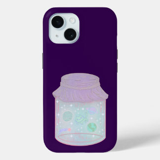 Coque Pour iPhone 15 Chat Galaxie dans un Pot | L'Art du Chat de l'Espa