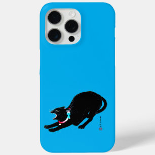 Coque iPhone 15 Pro Max Chat Japonais Noir à la baguette