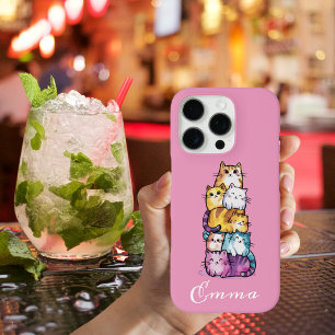 Coques iPhone 16 Pro Chat Mignon Aquarelle Colorée Animal Drôle Personn
