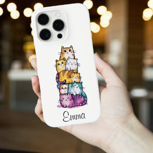 Coques iPhone 16 Pro Chat Mignon Aquarelle Colorée Animal Drôle Personn