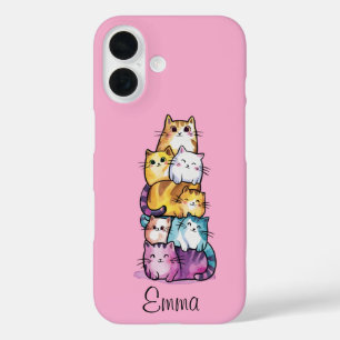 Coque Pour iPhone 16 Chat Mignon Aquarelle Colorée Animal Drôle Personn