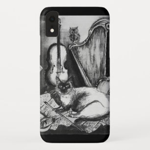 Case-Mate iPhone Case CHAT MUSICAL, OWL, VIOLIN, HARP Black White Grey M