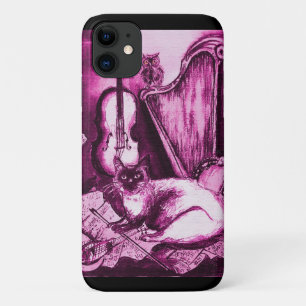 Coque Case-Mate Pour iPhone CHAT MUSICAL, Violet rose et blanc