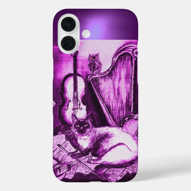 COQUES Case-Mate iPhone CHAT MUSICALE AVEC OWL DANS GEM ROSE PURPLE (Verso)