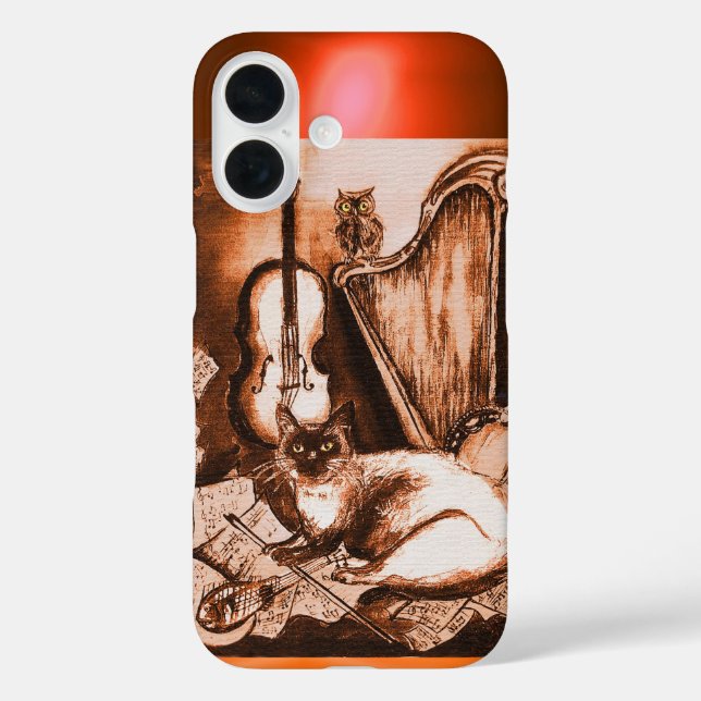 COQUES Case-Mate iPhone CHAT MUSICALE AVEC OWL DANS GEM SEPIA BROWN (Verso)