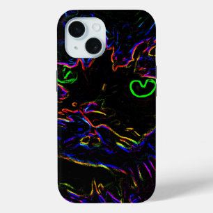 Coque Pour iPhone 15 Chat Neon Glow